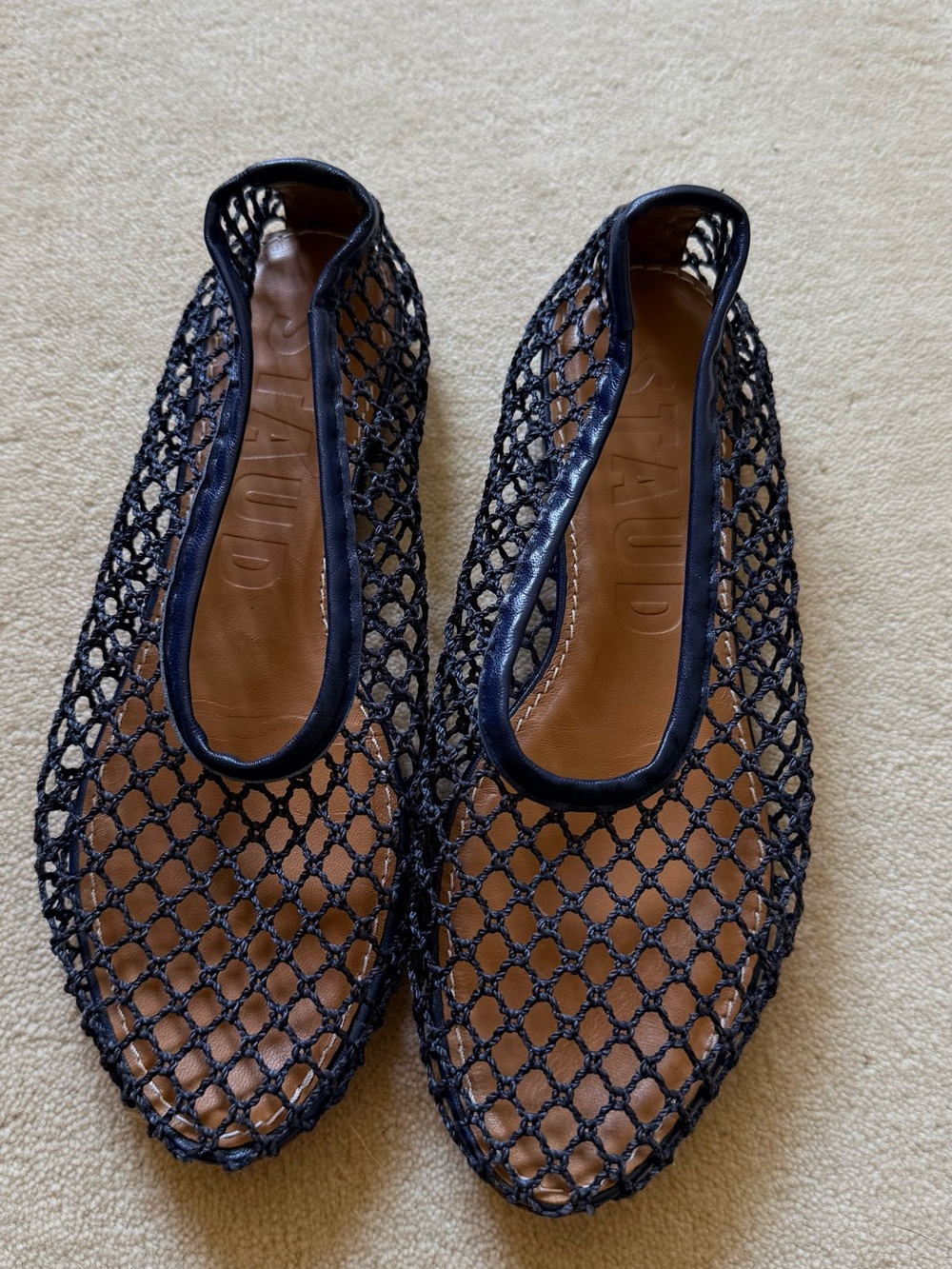 STAUD Alba Navy Mesh Ballet Flats - Picture 2 of 5